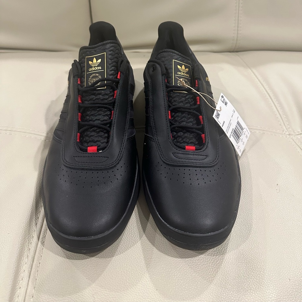 Adidas PUIG black and red leather men’s sneakers Size 13.5 New